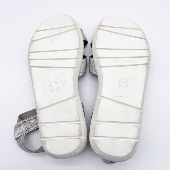 Naturalizer Womens 6.5W Lily Silver Metallic Leather Sandal Comfort Summer Beach - Picture 6 of 10